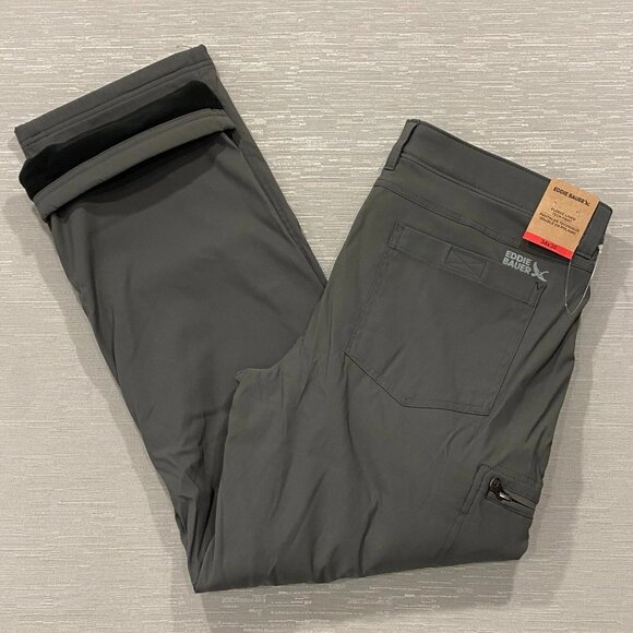 Eddie Bauer Fleece Lined Tech Pants Mens 34 x 30" Gray Water Repellent Insulated - Picture 2 of 15